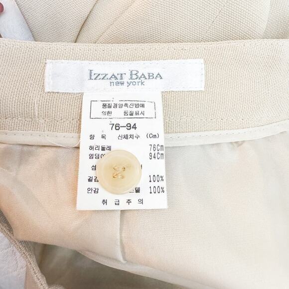 Izzat Baba Cream Straight Pencil Skirt Linen Blend Size 26 - Picture 2 of 5